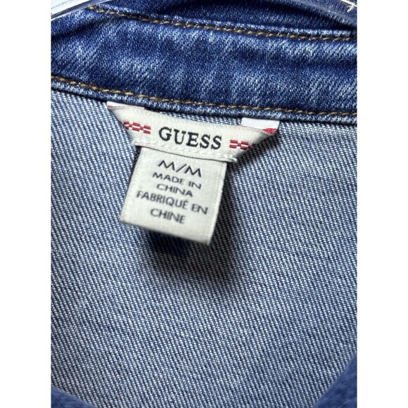 Guess Womens M Blue Space Wash Denim DIVA  Dress Long Sleeve Button Down - Picture 7 of 12